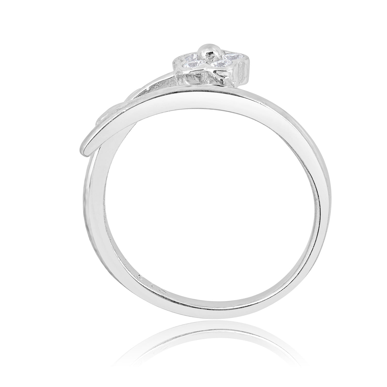 TVS-JEWELS 925 Sterling Silver Adjustable Bypass Womens Toe Ring With White CZ