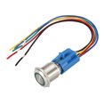 thumbnail image 1 of Latching Metal Push Button Switch 19mm Mounting Dia 1NO 1NC COM 24V Green LED Light with Socket Plug Wires 1pcs, 1 of 5