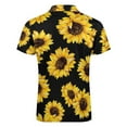 thumbnail image 5 of Sunflower Black Background Men Zipper T-shirt Summer Casual Short Sleeve T-shirt Top, 5 of 7