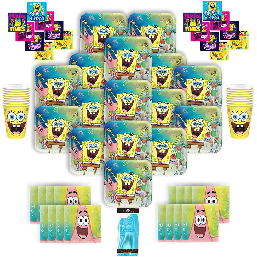 BTHERE Spongebob Squarepants Party Pack for 16 Guests 16 Dinner