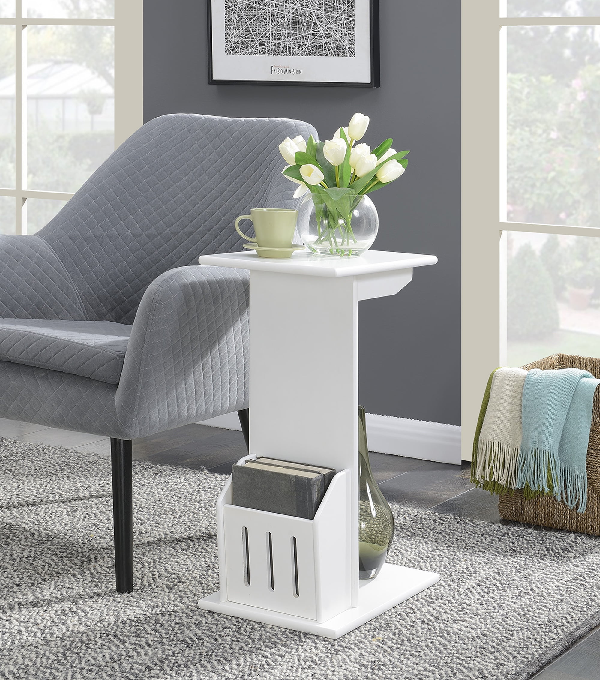 Designs2Go Abby Magazine C End Table, White