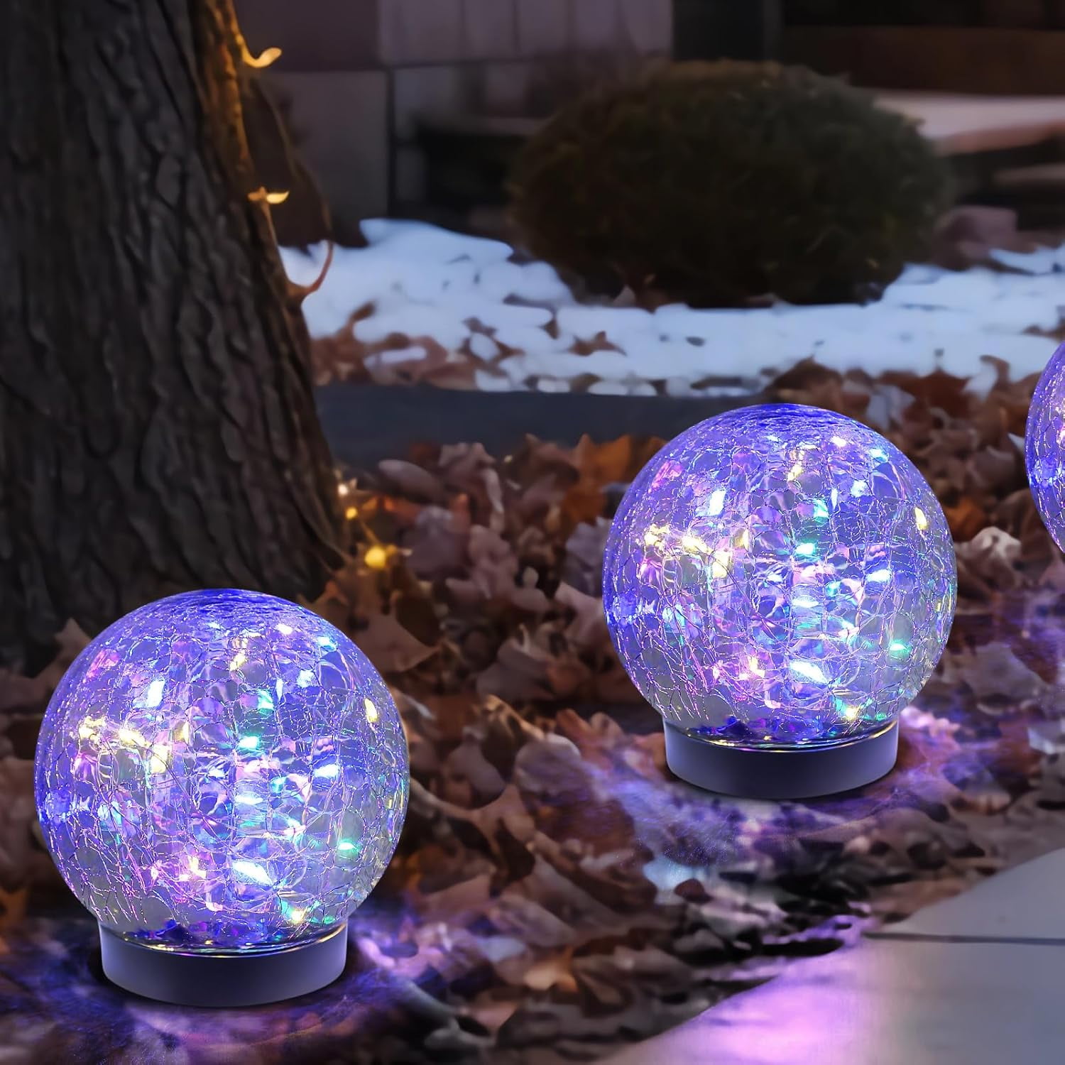 1 Pack Solar Globe Lights Outdoor Waterproof-Solar Balls-Solar Garden Lights-Orbs Cracked Glass Ball for Lawn Patio Yard Backyard Decorations