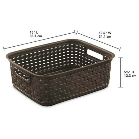 Sterilite - Decorative Wicker-Style Short Weave Basket (6 Pack) - Espresso