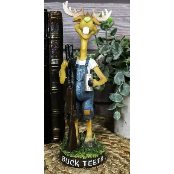 Hunting Hillbilly Buck Teeth Deer with Shotgun Rifle and Moonshine Cup Figurine