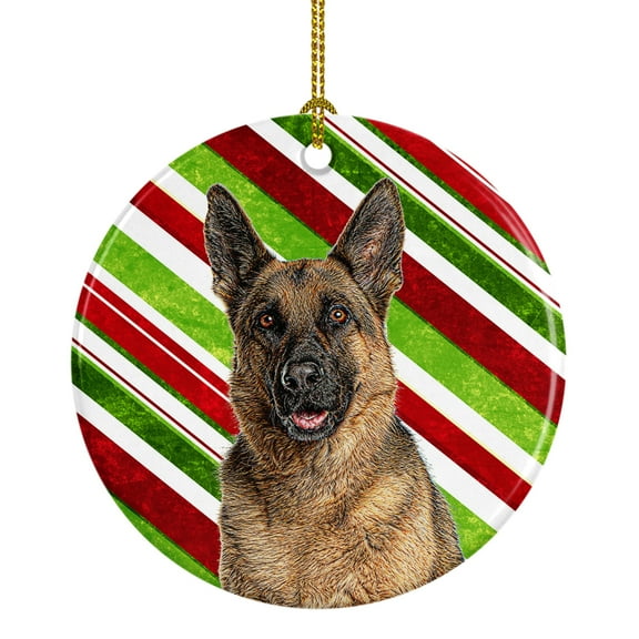 Carolines Treasures KJ1173CO1 Candy Cane Holiday Christmas German Shepherd Ceramic Ornament