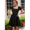 thumbnail image 2 of Newshows Womens 2024 Summer Dress Short Sleeve Square Neck Dresses Casual Beach Vacation A-Line Ruffle Sundress with Pockets, 2 of 6