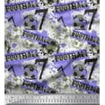thumbnail image 1 of Soimoi Purple Cotton Poplin Fabric Brush Stroke & Football Men Print Fabric by the Yard 42 Inch Wide, 1 of 1