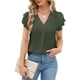 thumbnail image 1 of Blooming Jelly - Blusa informal de manga corta con cuello en V para el trabajo de negocios, 1 of 3
