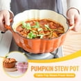 thumbnail image 2 of Pumpkin Dutch Oven Pot, 6.3 in 1.6 qt Pumpkin Dutch Oven, Heavy-Duty Enameled Cast Soup Pot with Lid for Stews, Casseroles, Baking, Halloween Thanksgiving Fall Decor Gift, 2 of 9