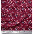 thumbnail image 1 of Soimoi Tissu Rouge Moss Georgette Texte & Imprimé Papillon au Mètre 42 Pouces de Large, 1 of 5