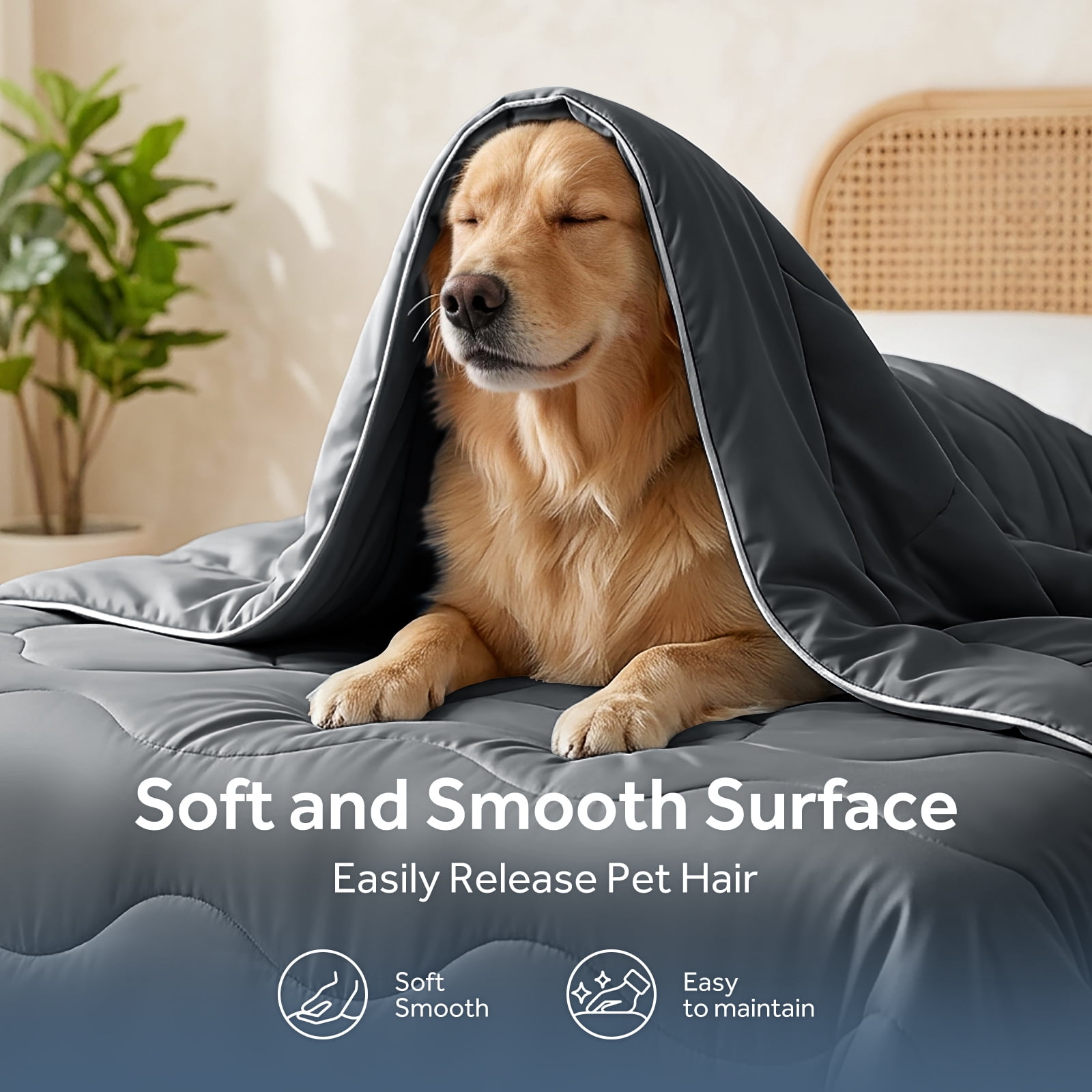 EMONIA Cooling Blanket Queen Size, Double-Sided Cooling Comforter for Hot Sleepers and Night Sweats, Soft Summer Cool Blanket, All-Season Lightweight Bed Comforter (Dark Gray 90"x90")