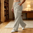 thumbnail image 2 of ZHYou No Boundarie Women's Corduroy Drawstring Wide Leg Pants Textured Loose Fit Casual Cargo Trousers with Multi Pockets,Khaki,Size M, 2 of 8