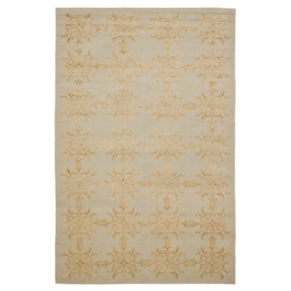 Cut-Pile Circular Motif Rug in Beige (5 ft. 9 in. L x 3 ft. 9 in. W)