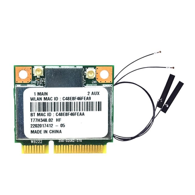 Tarjeta WiFi AR5B22 AR9462 + Antenas internas 300 Mbps 2.4G/5G Banda dual BT4.0 Mini adaptador WiFi PCl-E para Windows 7/8/10