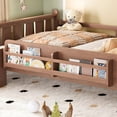thumbnail image 5 of Luckynote Full Size Floor Bed with Storage Bookcases, Solid Wood Floor Bed with Cute Stairs and Guardrails, No Box Spring Needed, Natural, 5 of 14