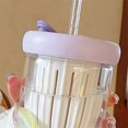 thumbnail image 2 of Vaso de Agua de Vidrio Sin Plomo Estilo con Tapa y Pajita, Vaso de Café Helado para Uso Al Aire Libre, Apto para Niños, 2 of 6