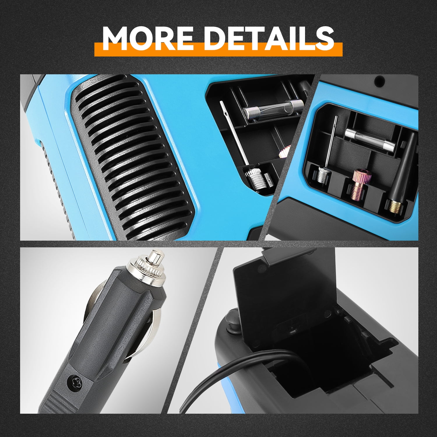 12V 150 PSI Digital Portable Air Compressor Pump with LED - Blue