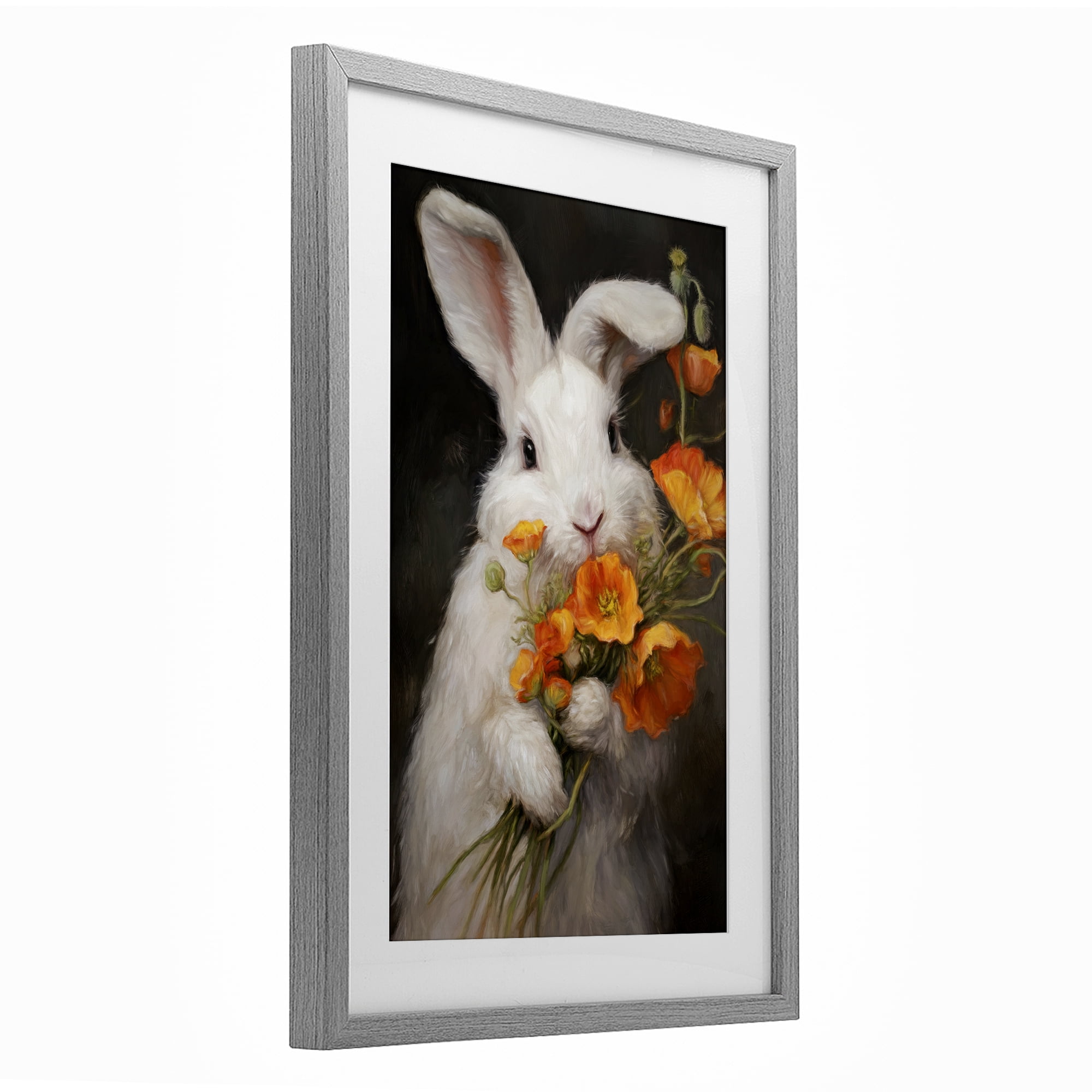 Stupell Industries Floppy Loves Her Poppies Gray Framed Print Under Glass, design by Tina LeCour