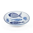 thumbnail image 2 of Abbott Collection 27-BLUEFISH-032 Round Shallow Dish, 4" Diameter, White and Blue, 2 of 2