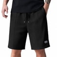 thumbnail image 5 of Men's Biker Shorts Casual Solid Color Drawstring Wide Leg Spandex Elastic Waist Gym Shorts with Pockets Black S-3XL, 5 of 9