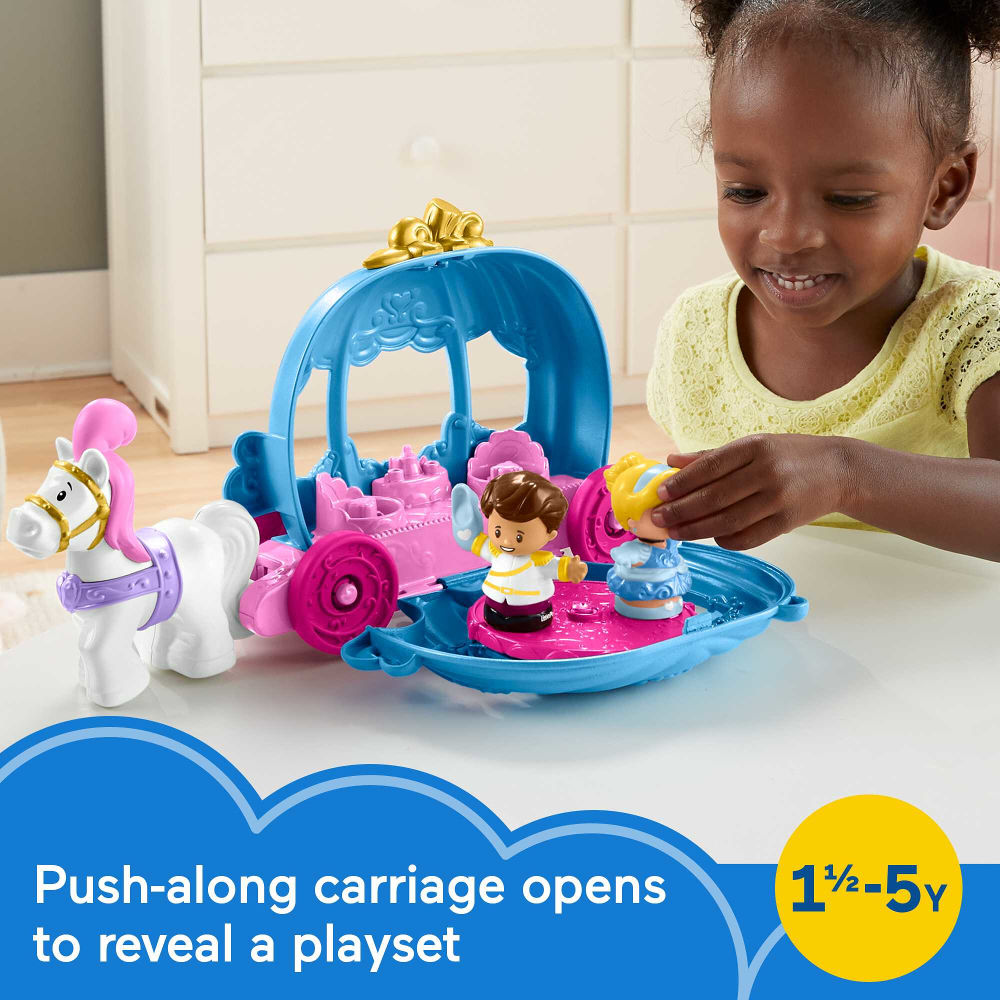 Disney Princess Cinderella’s Dancing Carriage Little People Toddler Playset with Horse & Figures - image 2 of 6