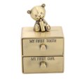thumbnail image 1 of Caja de dientes de metal con forma de oso, bonita caja de almacenamiento con 2 cajones para el crecimiento de los niños, colección de joyas de regalo conmemorativo (pátina verde), 1 of 5