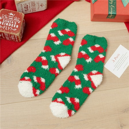 

5 pair Super Cute Warm Plush Soft Print Women s Christmas Ear Socks Socks Winter Socks Color Random