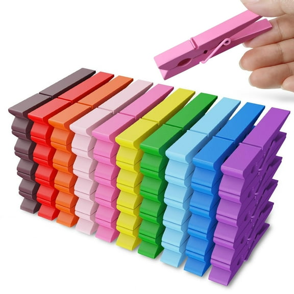 Clothes Pins Colored Clothespins Wooden Cheer Pins 50-Pack 2.9 Inch Close Pins 10 Colors - Colorful Painted Pegs for Crafts Photo Hanging, Decorative Spirit Clip Classroom Decorations