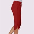 thumbnail image 5 of VV AVEORS Capri Pants For Women Split Side High Waist Casual Athletic Knee Length Summer Pants Casual Sweatpants With Pockets Wine XL, 5 of 7