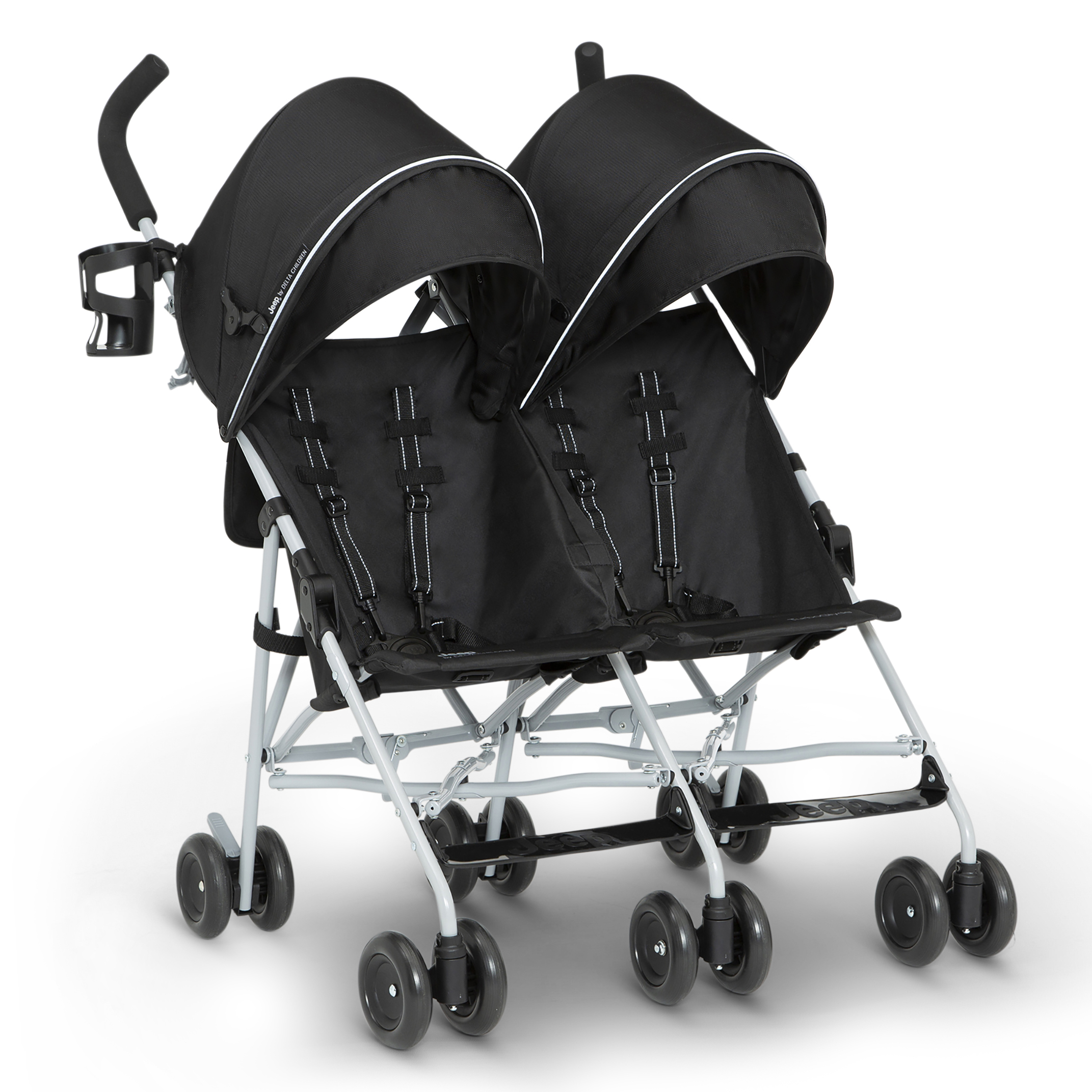 Jeep TurboGlyde Side by Side Double Stroller by Delta Children - Greenguard Gold Certified, Black