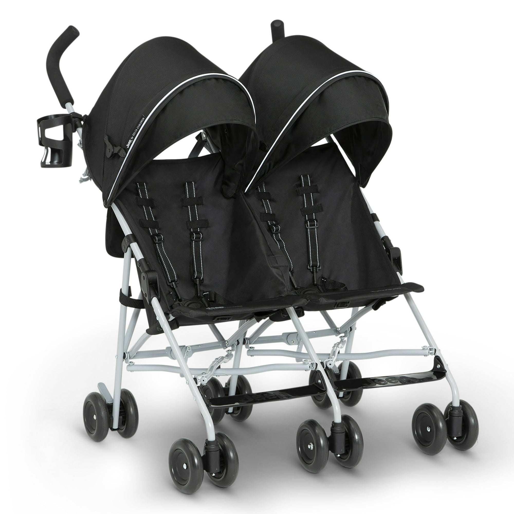 Jeep TurboGlyde Side by Side Double Stroller by Delta Children - Greenguard Gold Certified, Black