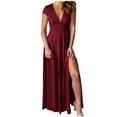 thumbnail image 2 of UPPADA Robe à Col Rond pour Femmes, Couleur Unie, Robes d'Invitée de Mariage, Ceinture, Cocktail, Fête, Tenue de Travail, Coupe Ajustée, Robe Crayon, Robes Midi Décontractées, Aubaines, 2 of 8