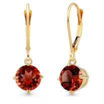 Gem Stone King 14K Yellow Gold Red Garnet Earrings for Women | 3.00 Cttw | Gemstone January Birthstone | Round 7MM