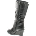 thumbnail image 3 of Top Moda Womens Pure-65 Mid Calf Round Toe Slouched Wedge Heel Boots, 3 of 4