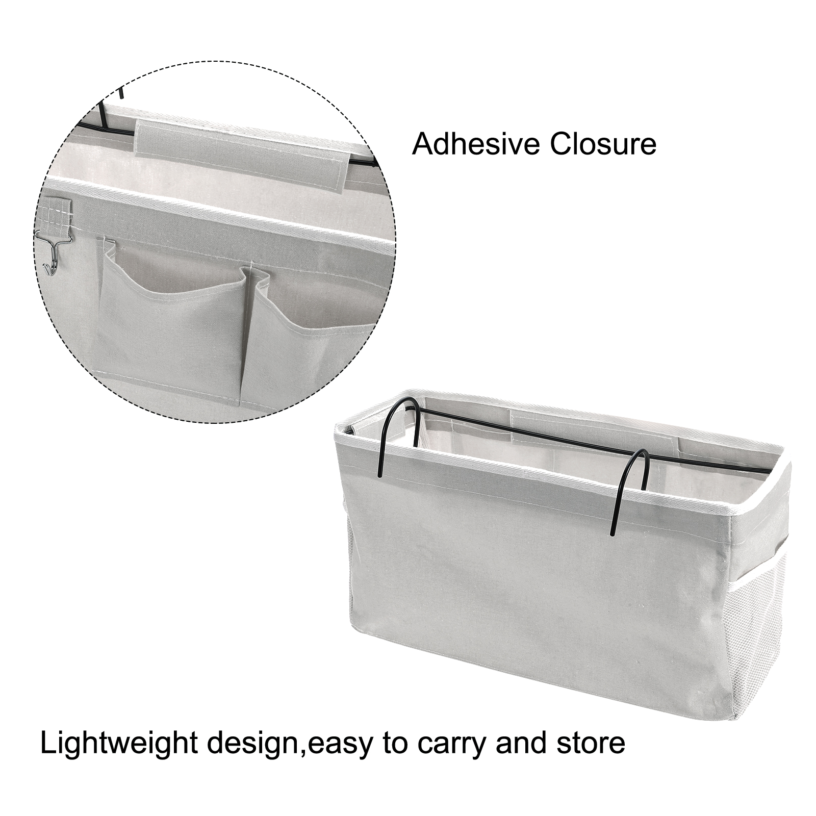 Unique Bargains Bedside Caddy Bed Caddy Hanging Bag with Hook White