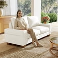 thumbnail image 6 of Poshby 88.58''W Faux Leather Sofa 3 Seater Couch with Side Pockets, Wide Arms for Living Room, White, 6 of 8