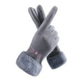 thumbnail image 1 of CNKOO 1 Pair Thickened Plush Lining Cartoon Pattern Windproof Driving Gloves Fluffy Cuffs Touch Screen Driving Gloves Hand Protect Cover, 1 of 10