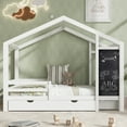 thumbnail image 3 of Furvclv Convertible Bunk Bed,Twin Over Size Bunk Bed Frame, Convertible Bunk Bed, Twin Over House Bunk Bed, With White Storage Staircase And Blackboards, 3 of 8