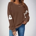 thumbnail image 2 of GILIGEGE Spooky Season Sweatshirts for Women,Cute Ghost Sleeve Crewneck Pullover Halloween Sweatshirt,Vintage Salem Witch Graphic Pullover,Casual Long Sleeve Tops,fall fashion must haves Brown 2XL, 2 of 9