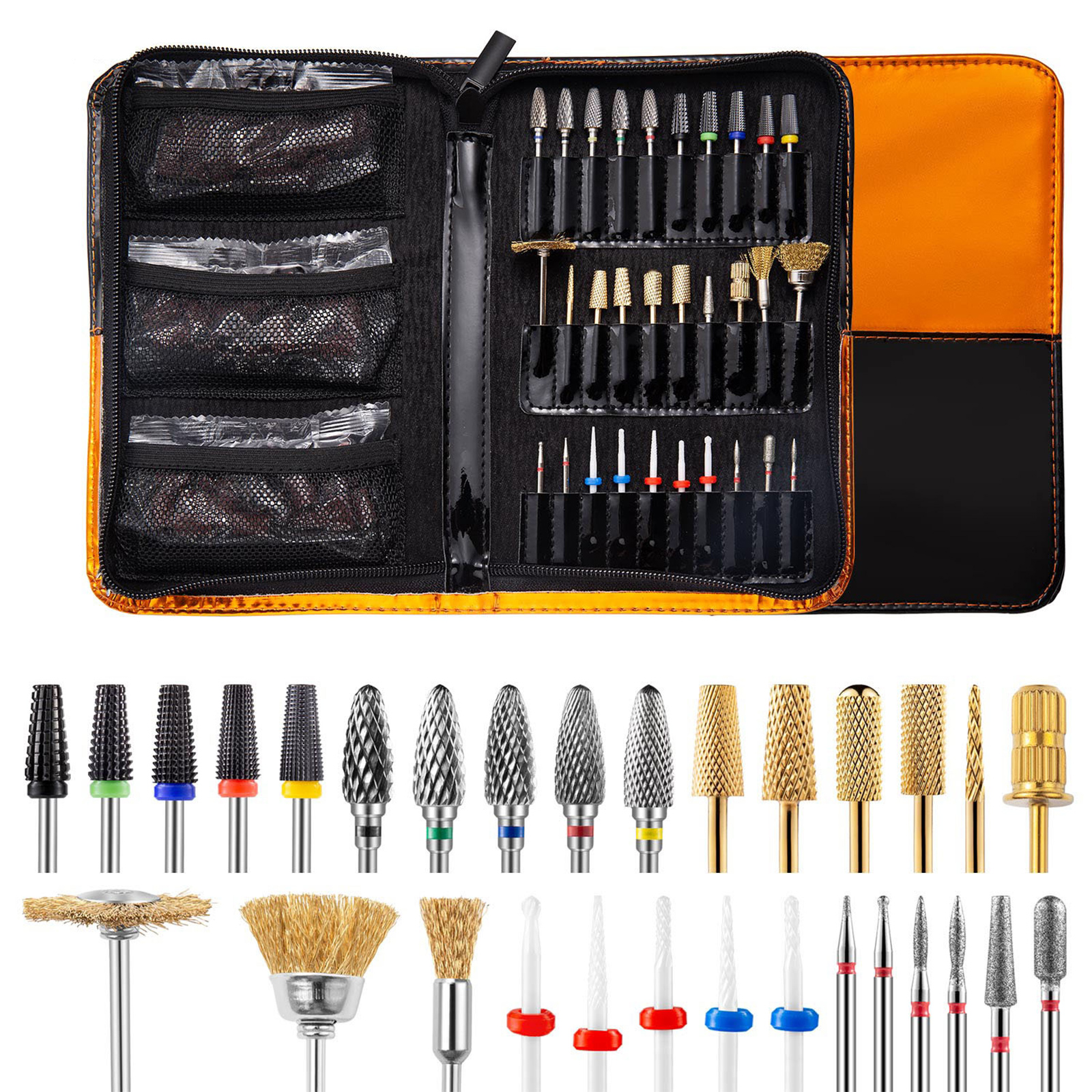 30Pcs Drill Bits, Cuticle Carbide Remover Bits for Home Salon Acrylic/Gel Manicure Pedicure Tool