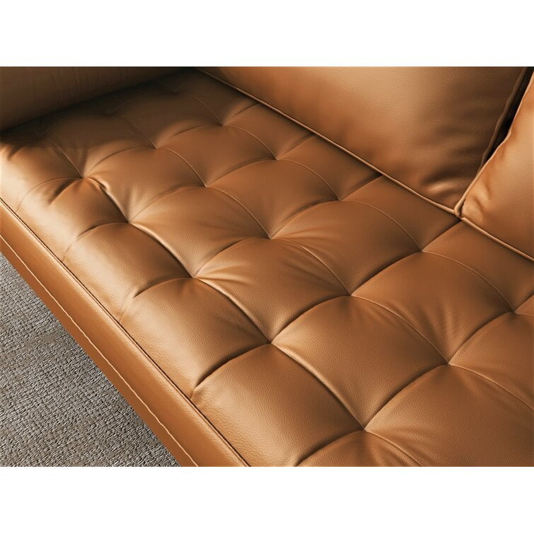 Uspridefurniture Darby 57.8'' Faux Leather Square Arm Loveseat, Brown