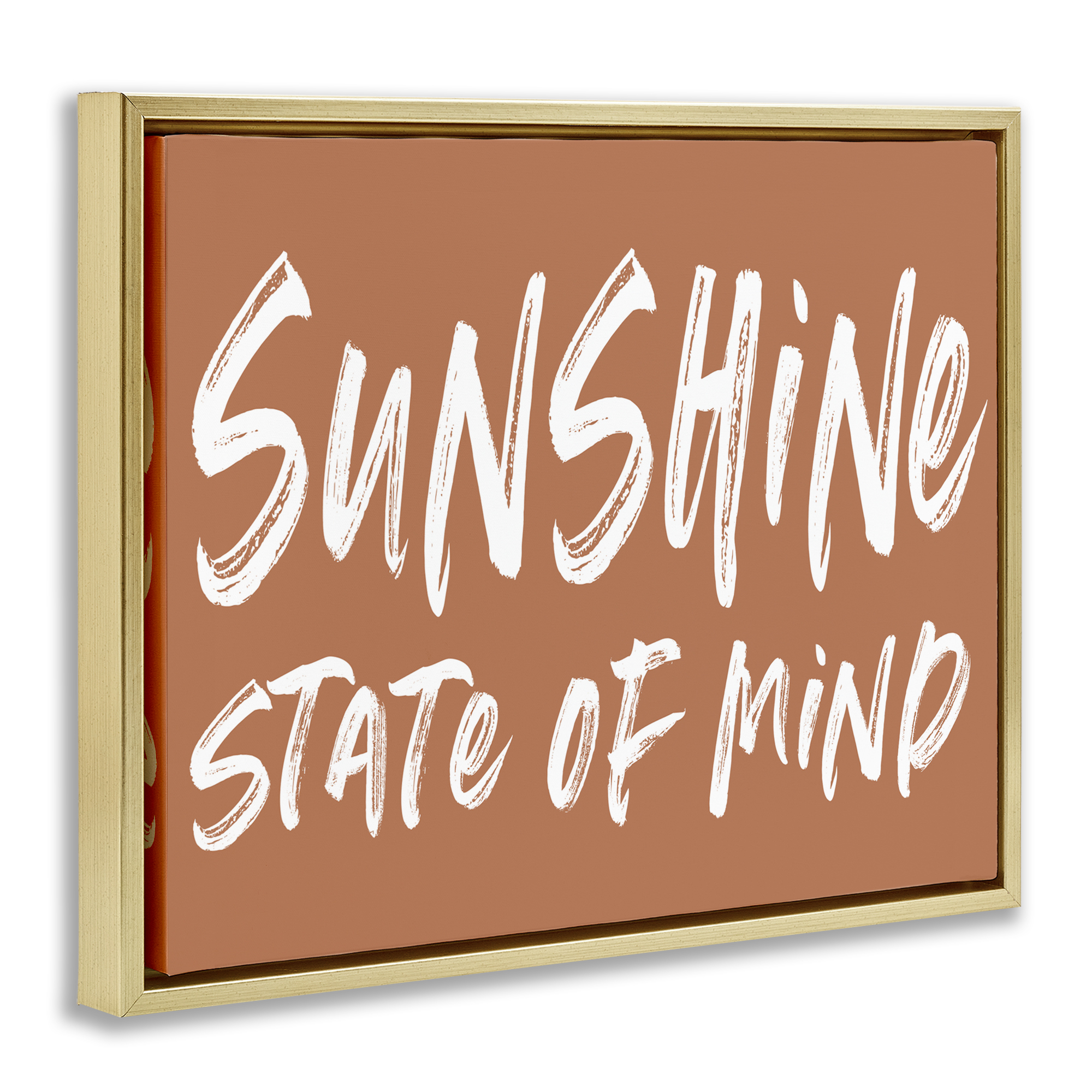 Summery Sunshine State Of Mind Gold Framed Floater Canvas Wall Art, design by Lettered and Lined