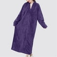 thumbnail image 6 of Sexlip Womens Warm Fleece Zip Up Robe Fluffy Long Bathrobe Night Dressing Sleepwear Purple XL, 6 of 7