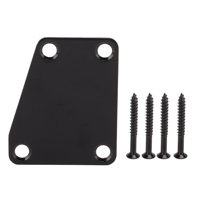 Bass Neck Plate, Metal Electric Guitar Neckplate Standard Design For Replacement Black