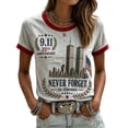 thumbnail image 2 of 911 We Will Never Forget Tshirts Shirts for Women 9/11 25th Anniversary Shirt Patriotic American Flag Memorial Day Faith Tee Gray XXXL, 2 of 4
