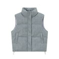 thumbnail image 4 of Womens Cotton Puffer Vest Winter Thicken Warm Outerwear Sleeveless Jacket No Hood Stand Collar Full-zip Coat (XL, Gray), 4 of 5