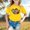 Yellow, variant on Trendfront Little Girls Sporty Tops Leopard Cheetah Heart Rugby Football Vintage Print Casual Crewneck Short Sleeve T-Shirt Everyday Active Fitness Gear Tee