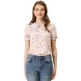 thumbnail image 1 of INSPIRE CHIC Blusa De Manga Corta Con Volantes Y Cuello Peter Pan Floral Para Mujer Rosa S, 1 of 4