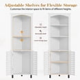 thumbnail image 5 of VECELO Tall Corner Cabinet, Wooden Freestanding Storage Cabinet with 3 Open Shelves & 2 Doors, Adjustable Shelves, Large Capacity Storage Organizer for Bathroom, Living Room, Kitchen, Pure White, 5 of 13