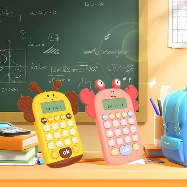 Juguete Calculadora de Aprendizaje Inteligente | Juego de práctica de matemáticas electrónico portátil | Suma, resta, multiplicación, división | Plástico ABS | Amarillo Rosa | 6,2 x 4,8 pulgadas